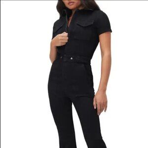 NWT Good American PETITE FIT FOR SUCCESS BOOTCUT JUMPSUIT | BLACK099 - BLACK099